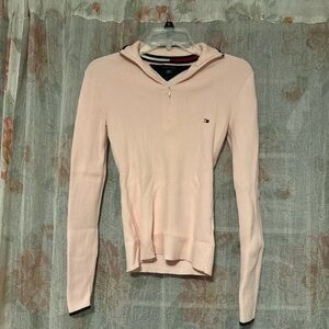 Vintage Tommy Hilfiger Light Pink Ribbed Form Fitting Sweater